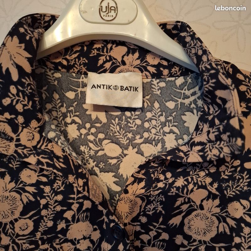 Chemisier Batik Antique Femme – Taille M (38), Neuf Avec étiquettes, Style Bohème Fleuri En Laine Fine