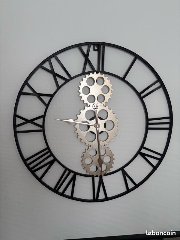 Horloge à Poser en métal Gris Vieilli H 45 cm - Atmosphera