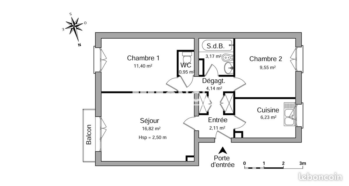 Appartement 3 pièces 54 m² · à Rueil-Malmaison · 54 m² · 1 256 €