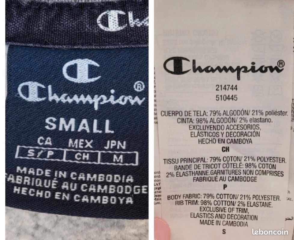 Champion Sweat Hoodie crewneck TS/TFr36- Gris Chiné-Logo Noir Devant-Coupe Comfort Fit (image 7)