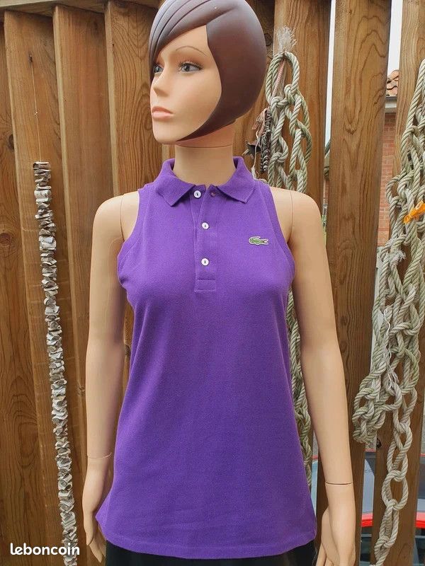 Lacoste débardeur beau polo femme violet taille XL 42 impeccable