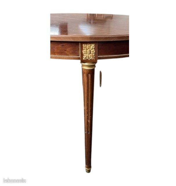 Table ronde extensible acajou et bronze (image 3)