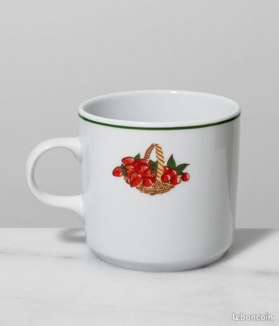 Grand Mug Guy Degrenne En Porcelaine Blanche – Motif Rosace Rétro – Idéal Pour Chocolat Chaud