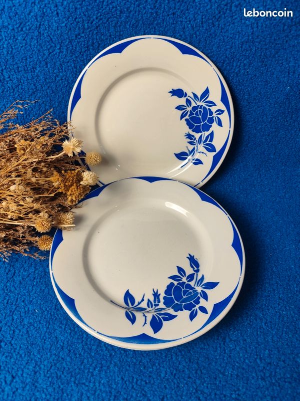 Lot de 6 assiettes Sarreguemines Corsica – faïence vintage bleu – années 50/60 (image 1)
