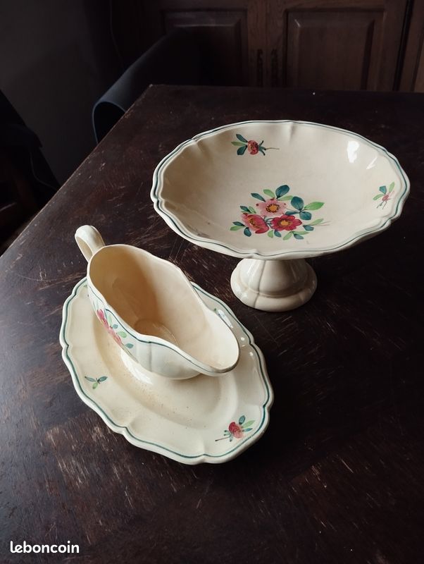Saucière et coupe à fruit sarguemine (image 1)