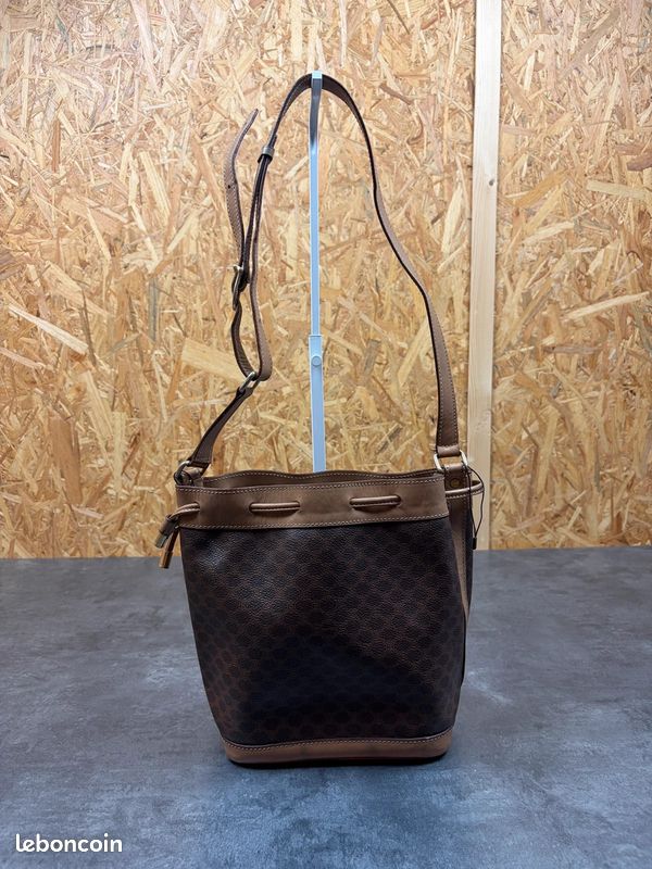Sac seau en cuir marron Céline Paris monogram vintage 90s #90s (image 1)