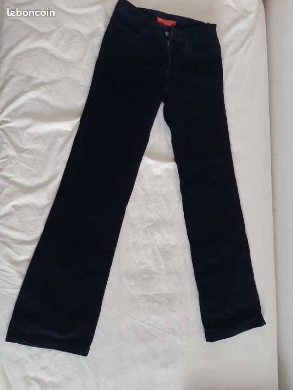 Pantalon noir en velour (image 1)