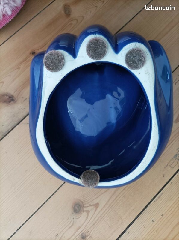 Vide poche en ceramique bleue en forme de main - 60/70 vintage - style jouve (image 4)