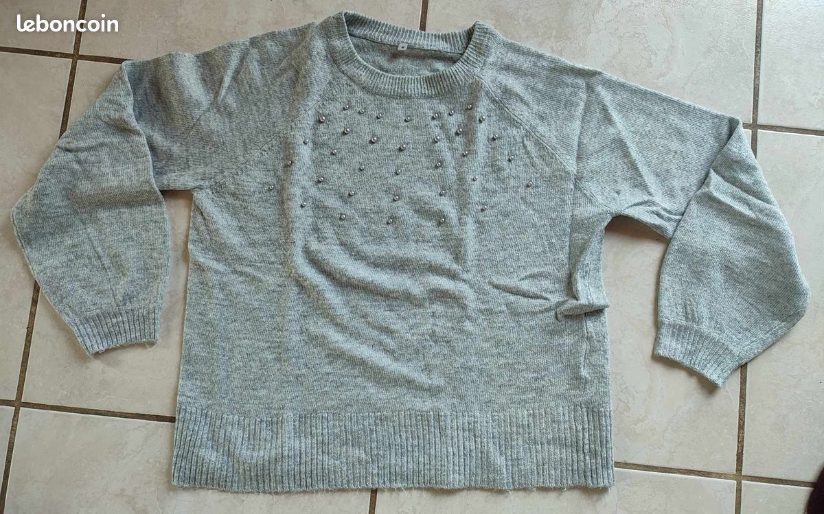 Lot 2 pull perles taille m - bordeau et gris (image 6)
