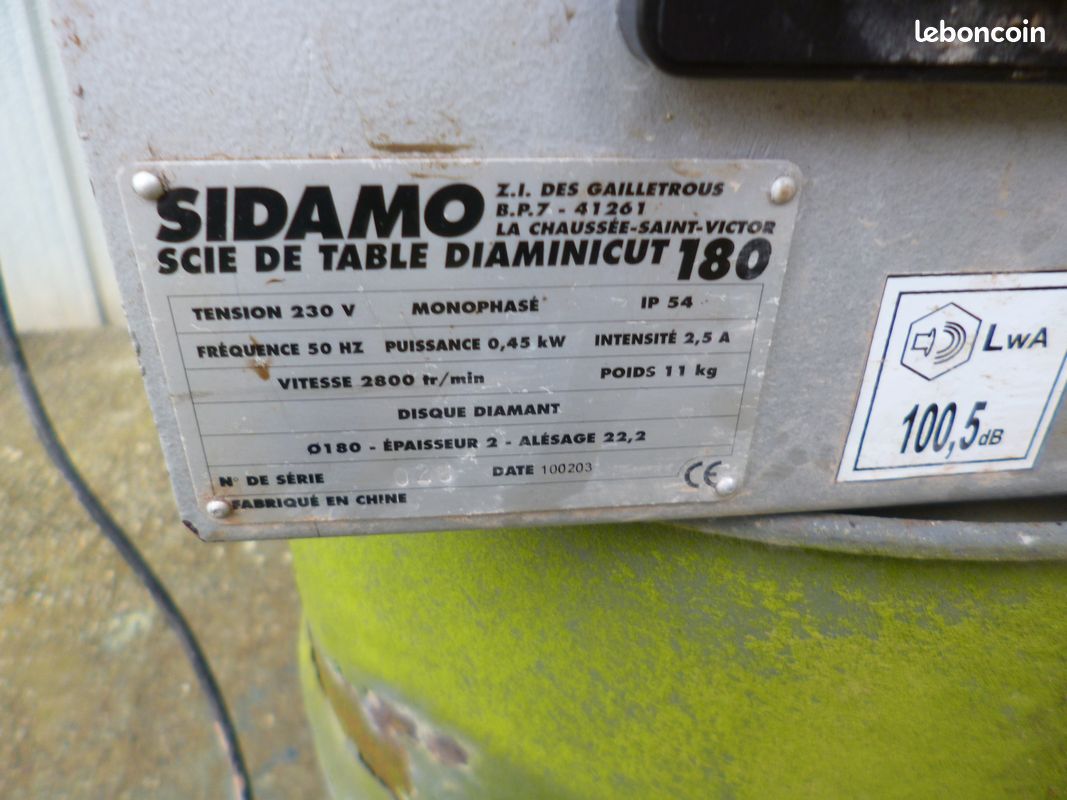 Scie à Eau Carrelage SIDAMO 180, plan de la scie inclinable (image 2)