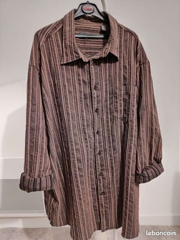 Chemise Urban Pipeline Homme Marron à Carreaux - Manches Longues - Taille L (Poitrail 47'') - 100% Coton