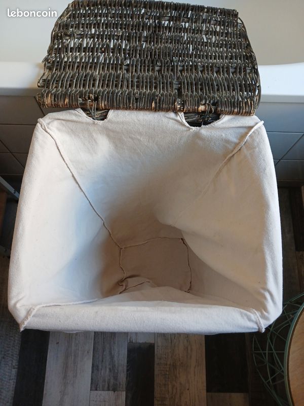 Panier à linge en osier en lin et coton naturel (image 7)