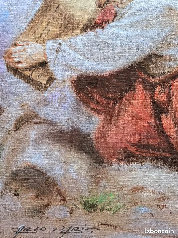 Peinture De Carlo Parisi Jésus-Christ Image Murale Avec Cadre BAROQUE 56x46 Cm