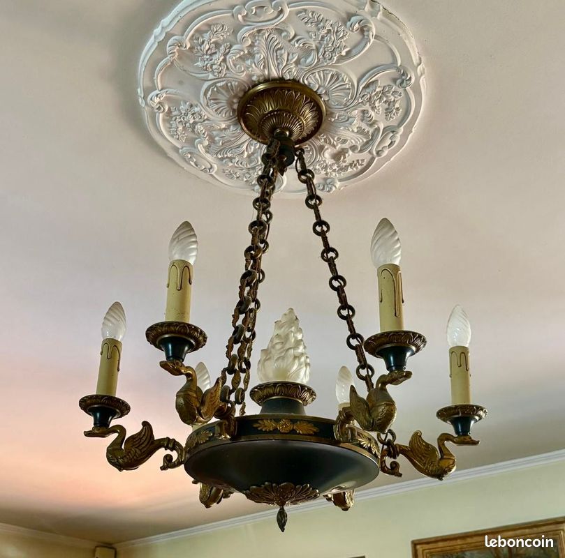 LUSTRE EN BRONZE style Empire Napoléon III (image 2)