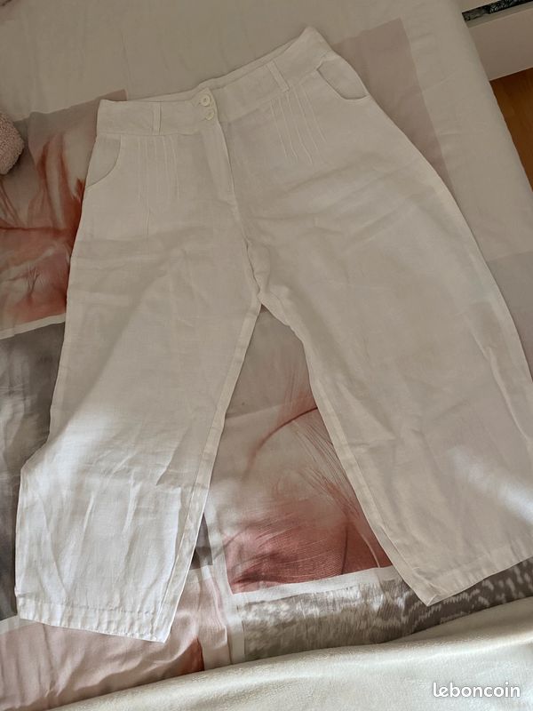 Pantalon fluide blanc (image 1)