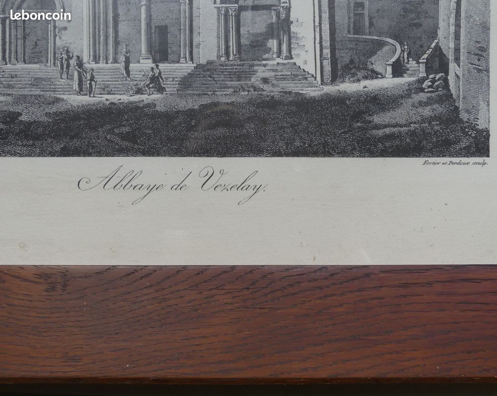 Belle lithographie très ancienne: Vezelay (image 4)