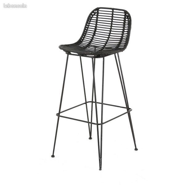 Chaise de bar en rotin (image 1)