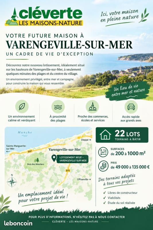 Terrain 650 m² Varengeville Sur Mer · à Varengeville-sur-Mer · 85 500 €