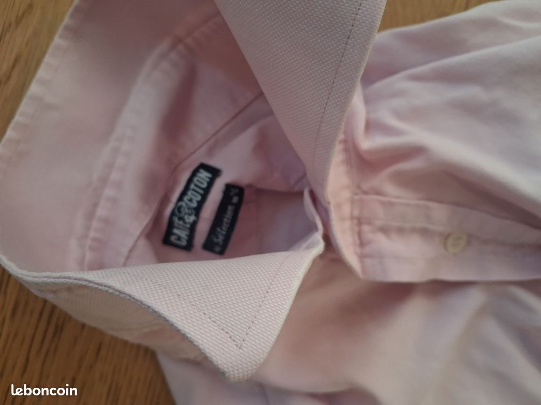 chemise bouton de manchette cafÃ© coton