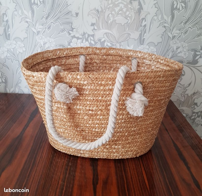 Grand sac en paille tressée neuf (image 2)