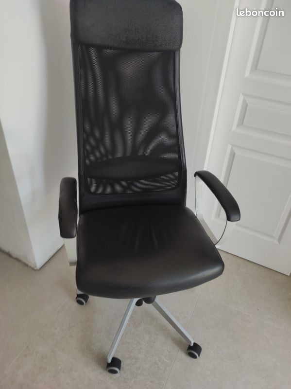 Fauteuil de bureau, soutien lombaire, à roulettes, noir (image 1)