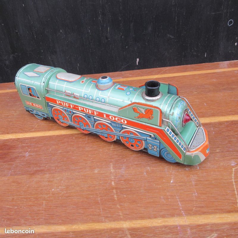 Locomotive Jouet Ancienne En Tôle Litho - Marque LR - À Ressort - Mécanique