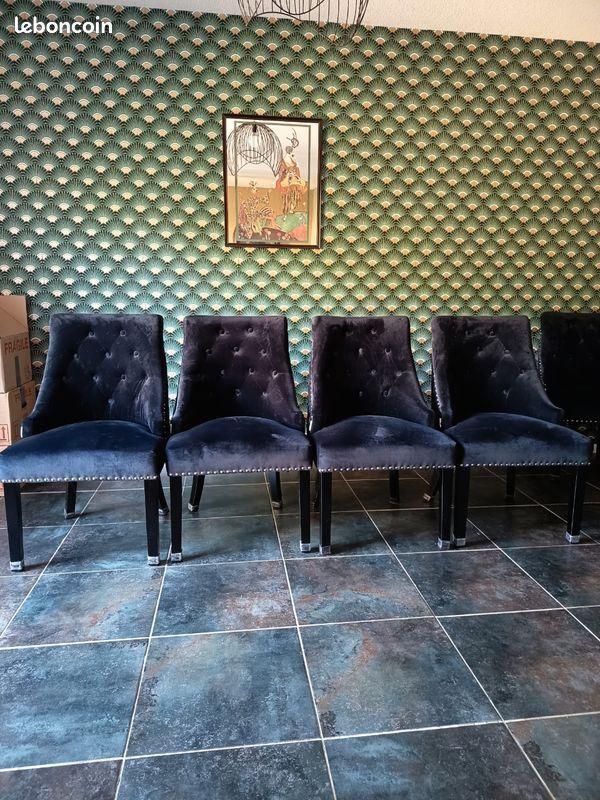 Vends lot de 4 chaises en velours noir (image 4)