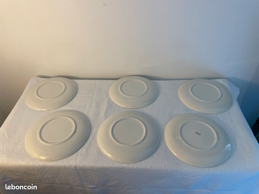 Service de 6 assiettes à fromages en faïence de Gien ancien (image 7)