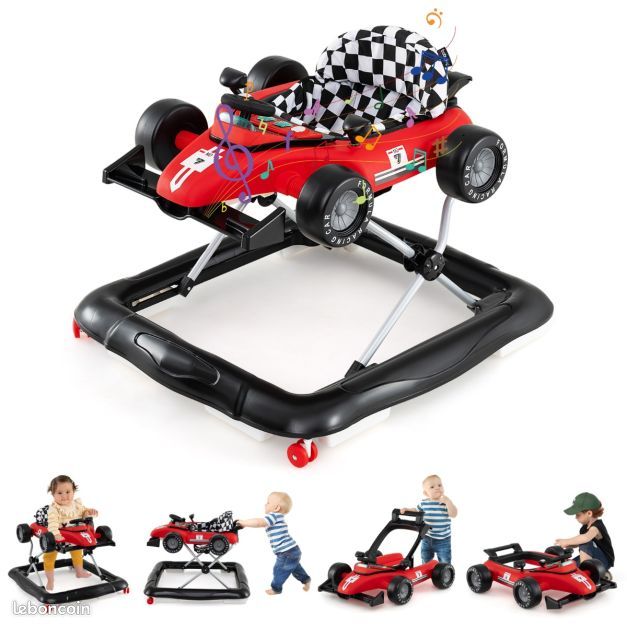 Trotteur en pour Bébé – Hauteur Réglable Niveaux, 6-18 Mois