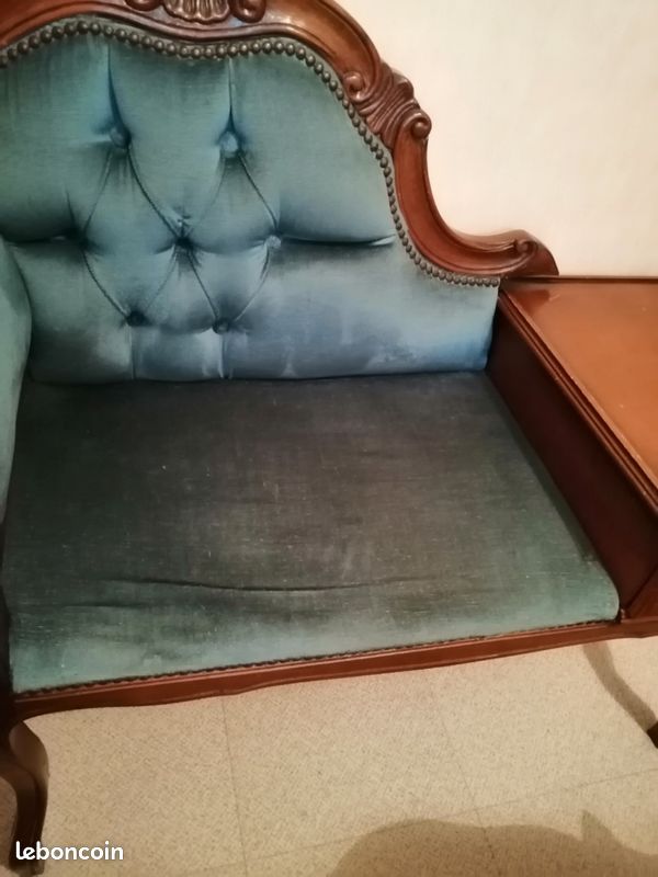 Meuble fauteuil, banquette vintage en bois ancien (image 5)