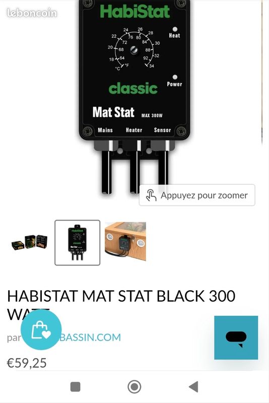 Thermostat habistat mat stat clasic 300w Accessoires animaux