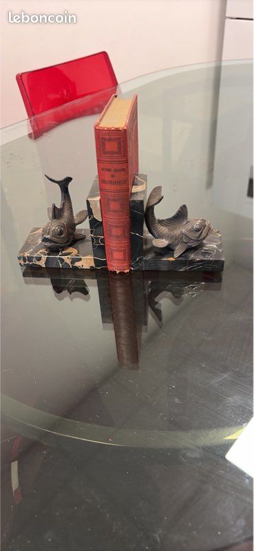 Serre-livres poisson vintage en laiton, Batsheva d'Israël
