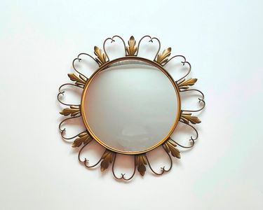 Broche Vintage Miroir Sorcière - Bijou Ancien Argenté, Occasion Bon État D'Usage