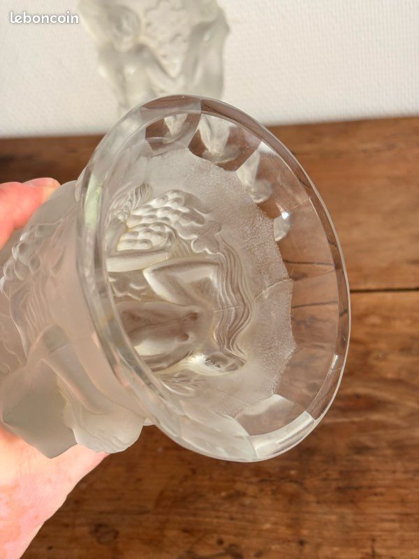 Paire de Vases verre moulé Nymphes Bacchantes Style Lalique Detel Art Deco (image 4)