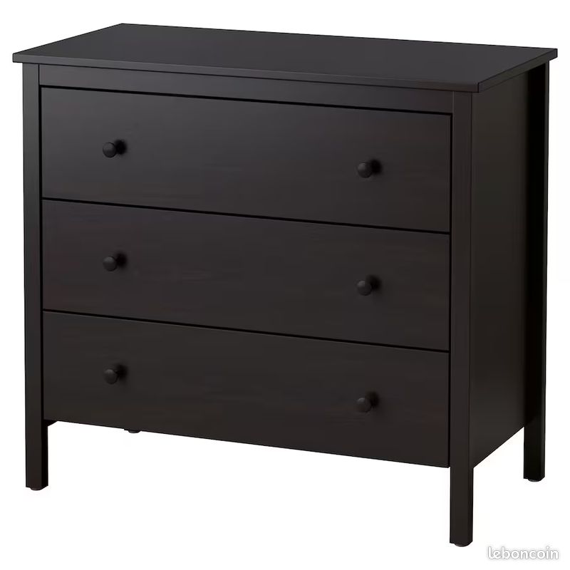 Commode IKEA KOPPANG 3 tiroirs brun noir 90x83 cm – Très bon état​ (image 2)