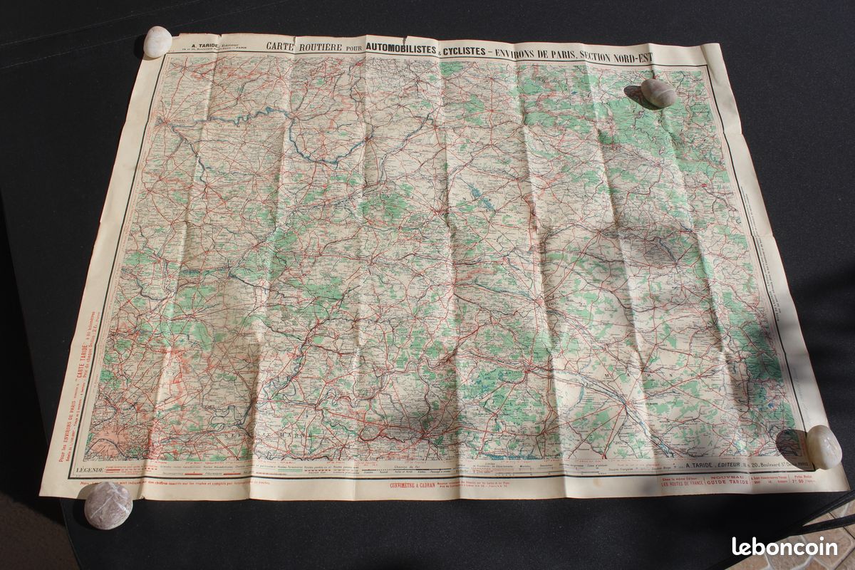 Carte routière ancienne pour Automobilistes et Cyclistes environ PARIS et section Nord-Est (image 1)