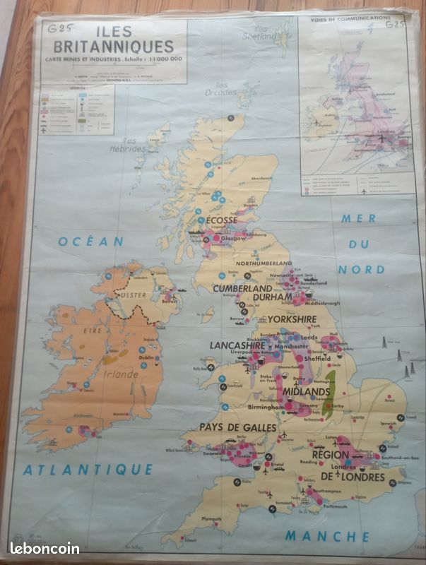 Carte scolaire Angleterre murale grand format recto verso (image 2)