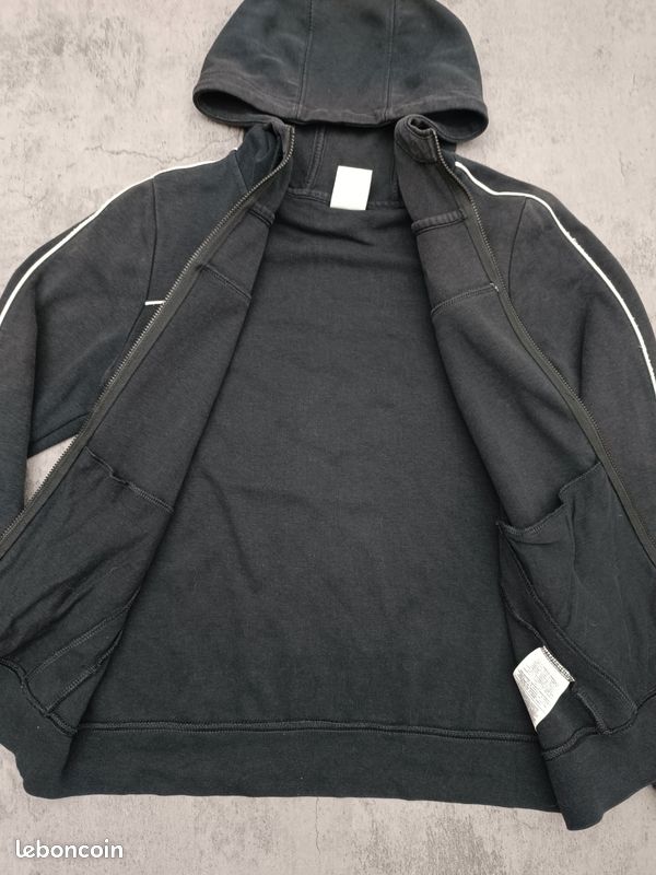 Pull à capuche Nike sportswear sweat gilet zip homme noir avec lignes blanches (image 5)