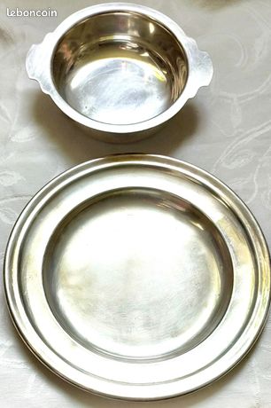 Plat De Service Circulaire Wiskemann - Métal Argenté - Finition Brillante