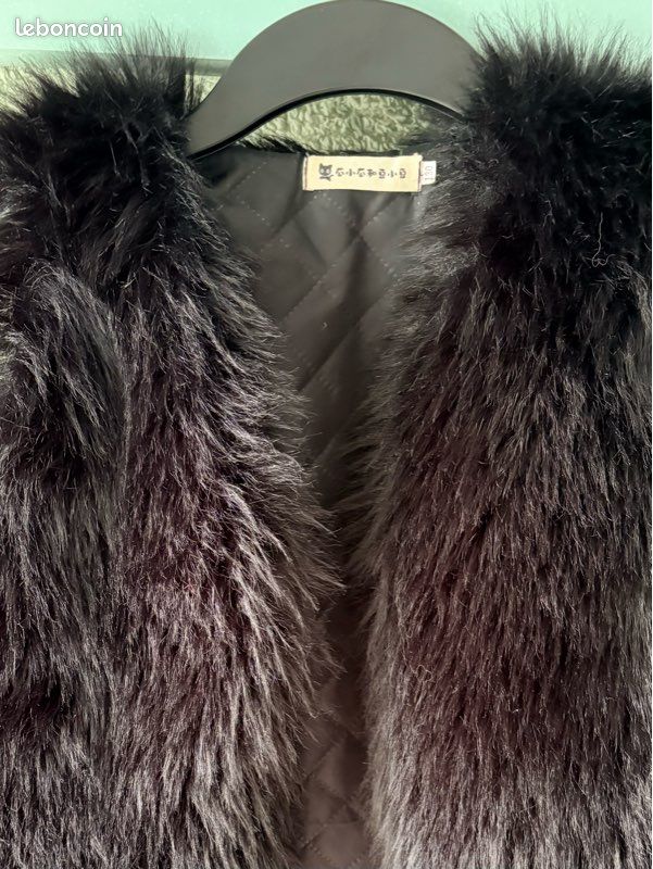 Gilet Noir Fausse Fourrure Topshop Taille 8 - Occasion Très Bon état, Style Hiver