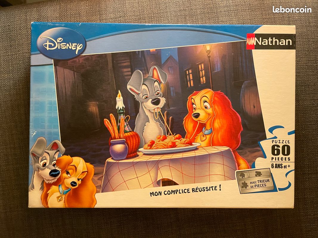 Puzzle La Belle et le Clochard - Nathan - 60 pièces - 6 ans et + - Jeux ...