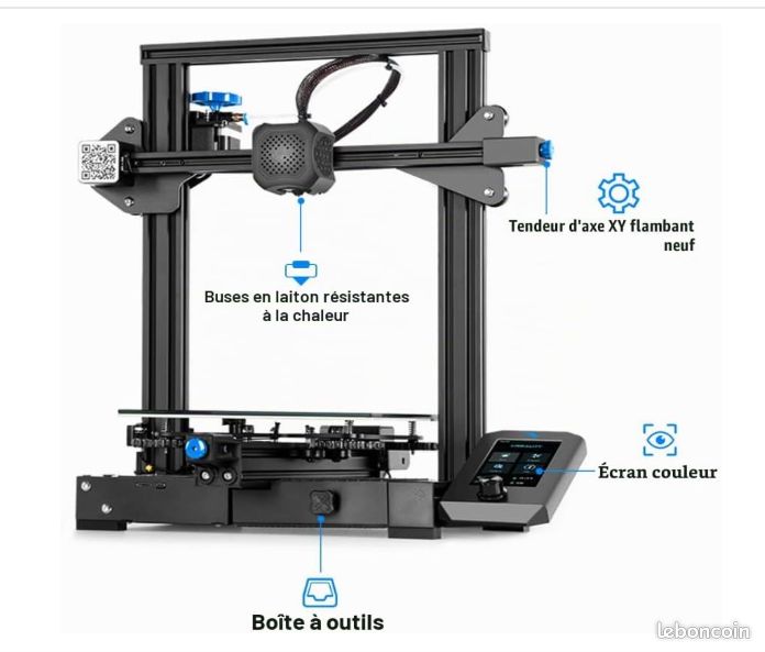 Idéal pour débuter : Imprimante 3D Creality ender 3 V2 + boitier isolant + bobines + livre formation fusion 3D (image 4)