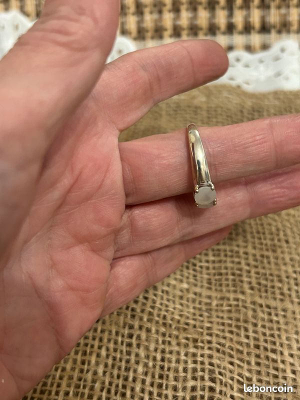 Bague Ancienne En Argent Massif Avec Nacre - Taille 59, Poids 14.2g, Poinçonnée