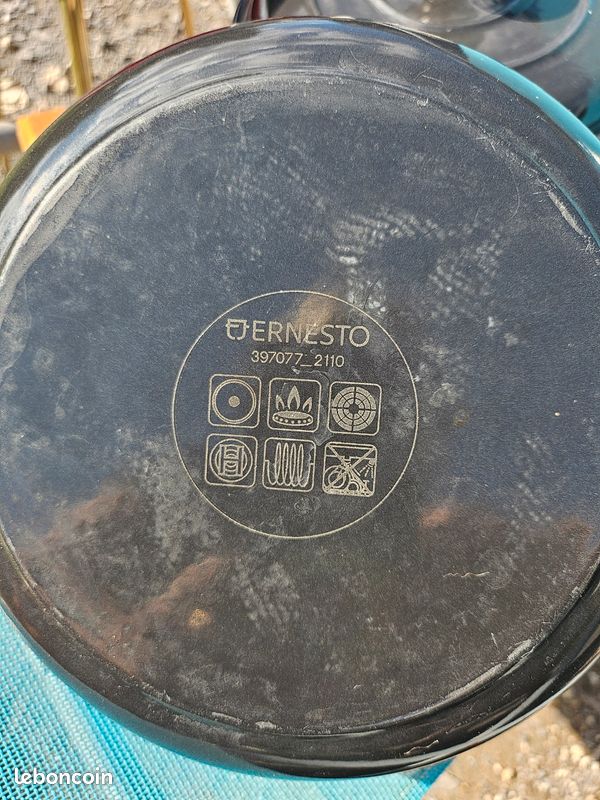 1024⚜️ Ancienne Marmite, Cocotte, Faitout en Fonte émaillée Ernesto