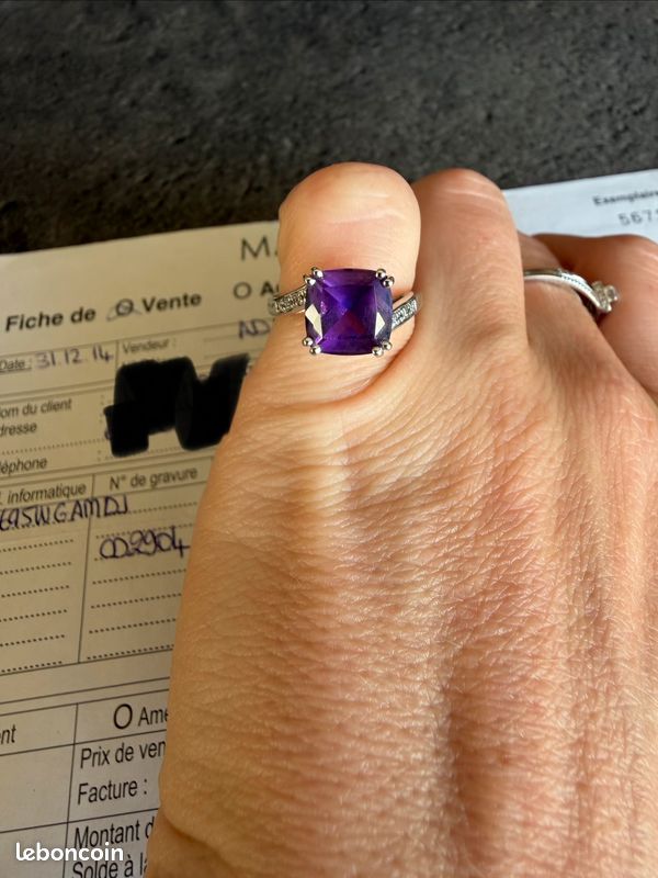 Bague Mauboussin or 18 carats 750 améthyste diamants (image 3)