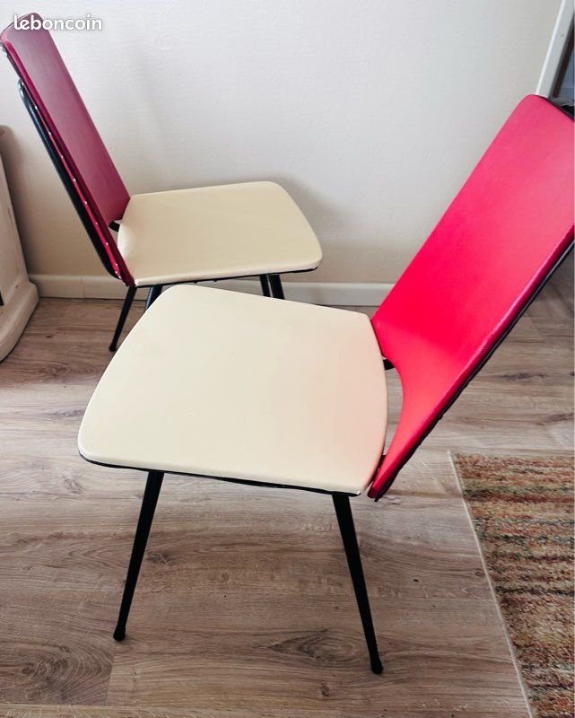 Deux chaises vintage 60 Skaï style Jaques Hitier (image 3)
