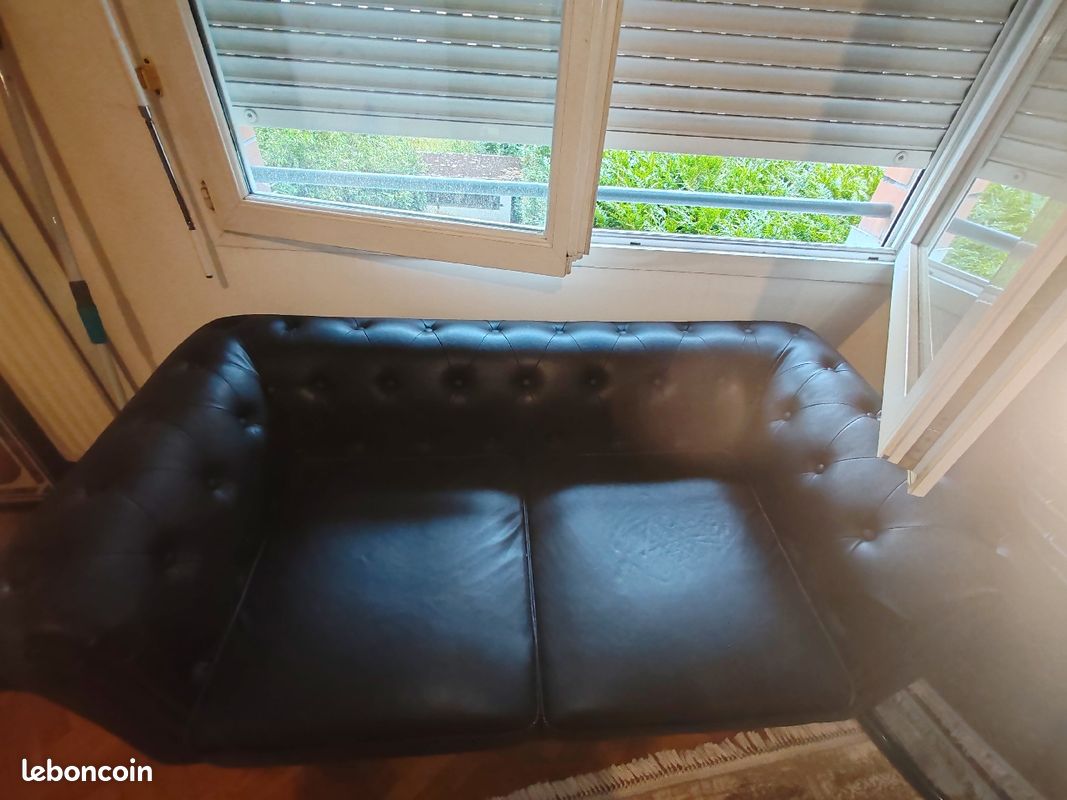 Canapé chesterfield semili cuir 2 places (image 4)
