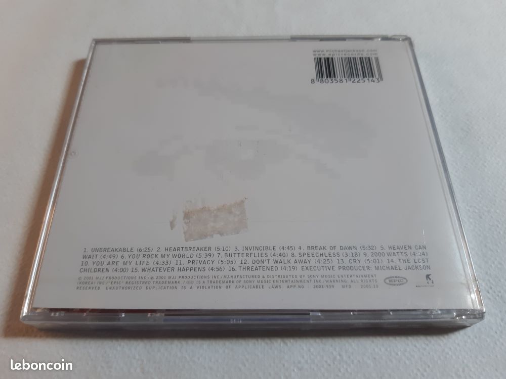 Michael Jackson Invincible CD version coréenne rouge/verte 1ère édition scellée * rare (image 3)