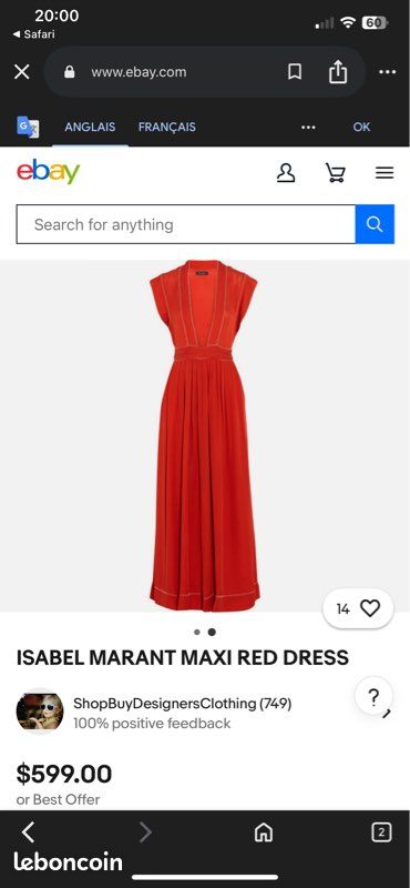 Robe longue Isabel Marant en soie rouge (image 2)