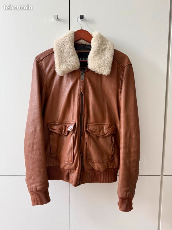 Veste En Cuir De Mouton Redskins - Taille M Pour Homme - Couleur Noir - Style Moto - Neuf Sans étiquettes